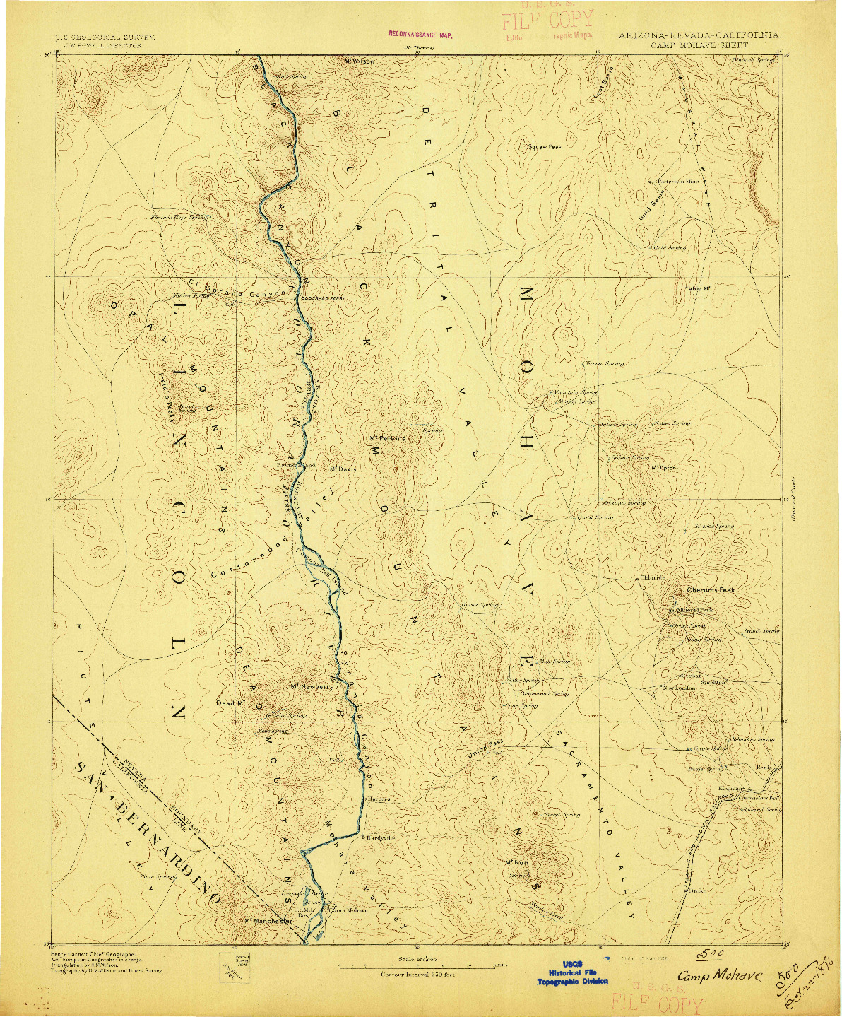 USGS 1:250000-SCALE QUADRANGLE FOR CAMP MOHAVE, AZ 1892