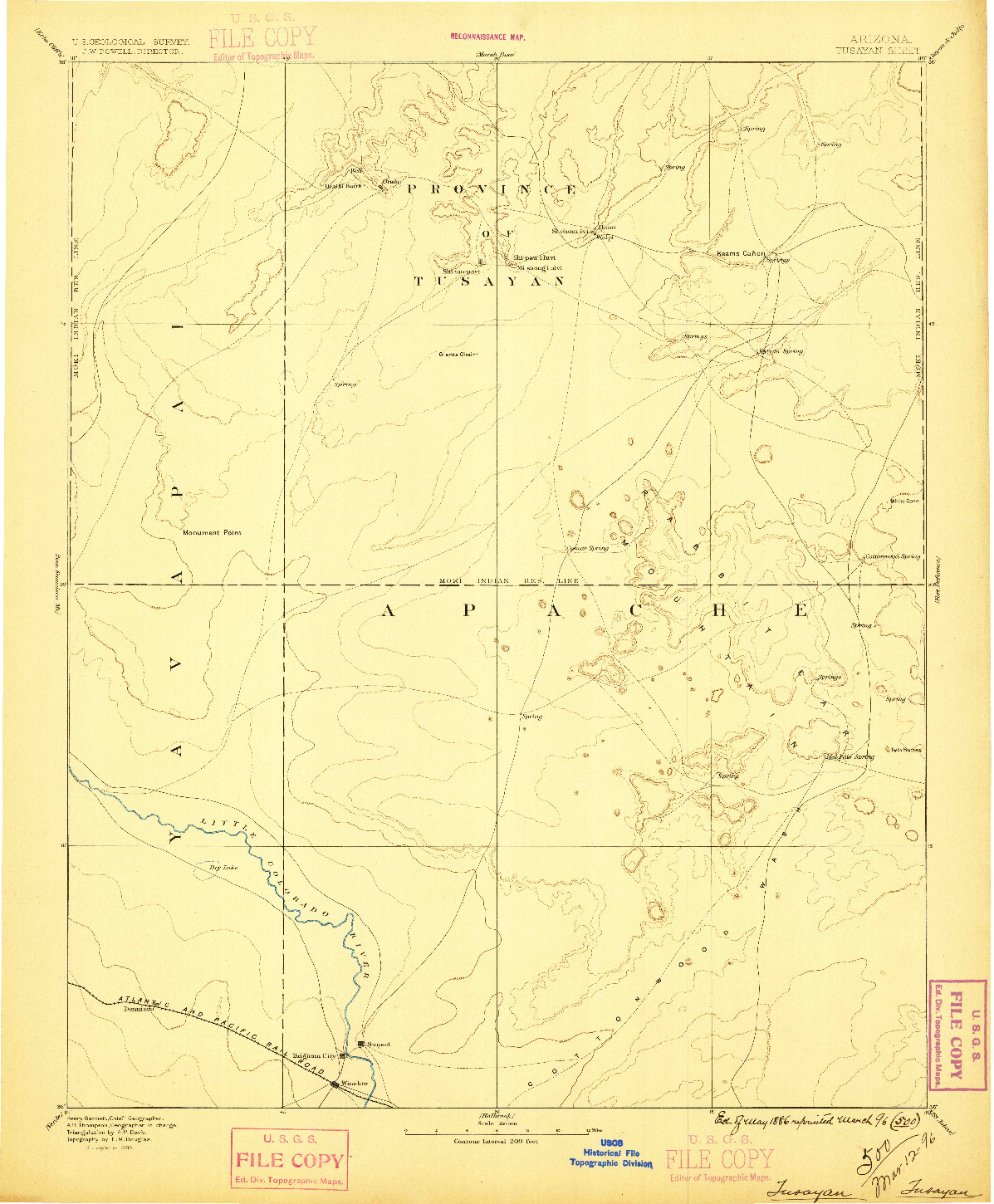 USGS 1:250000-SCALE QUADRANGLE FOR TUSAYAN, AZ 1883