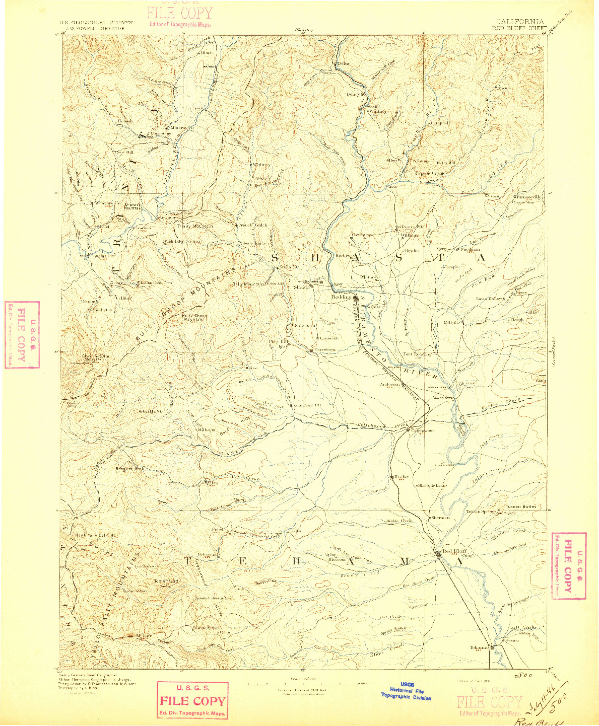 USGS 1:250000-SCALE QUADRANGLE FOR RED BLUFF, CA 1894