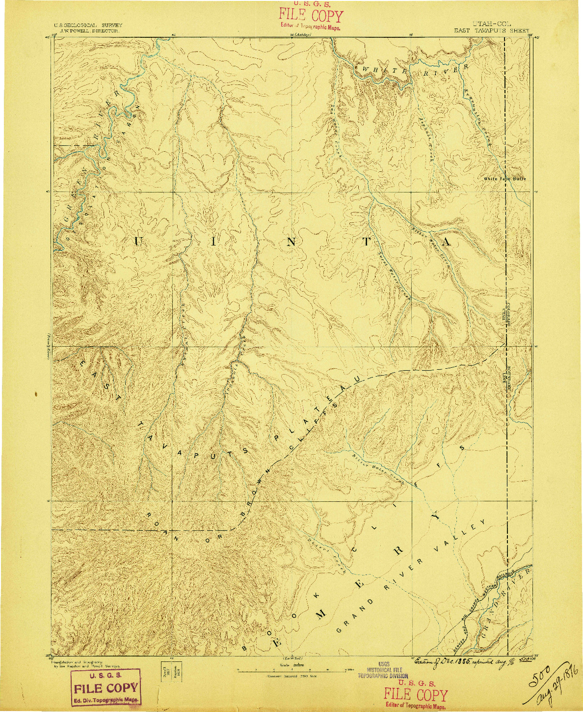 USGS 1:250000-SCALE QUADRANGLE FOR EAST TAVAPUTS, UT 1885