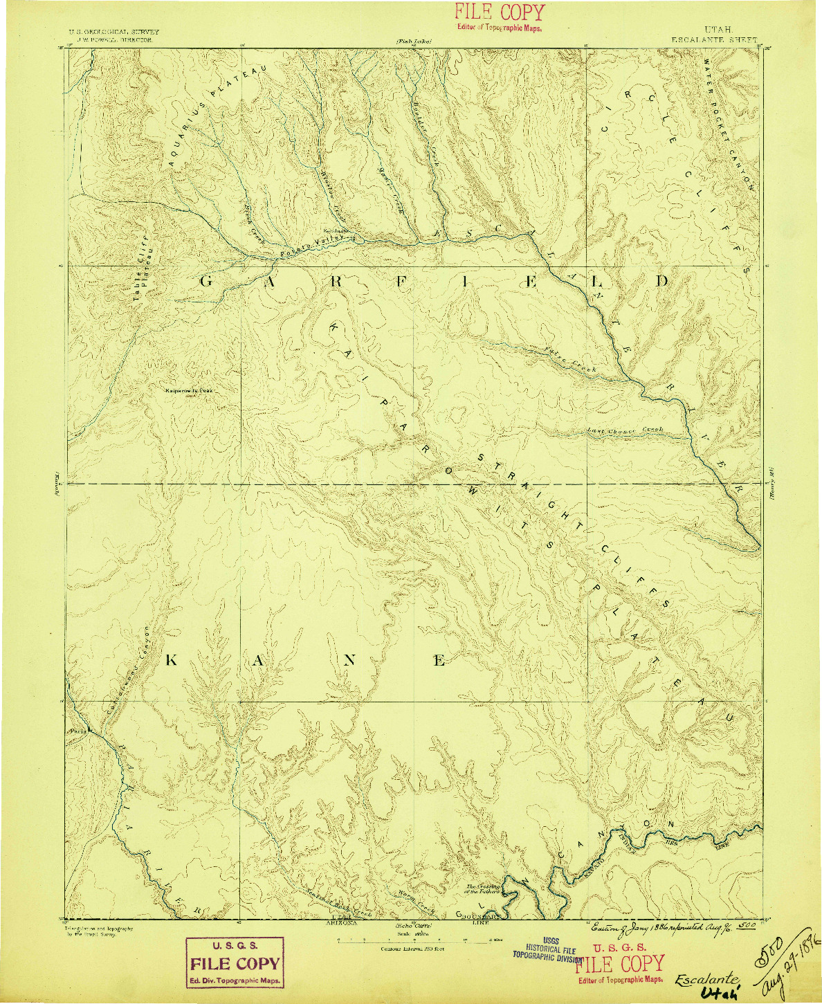 USGS 1:250000-SCALE QUADRANGLE FOR ESCALANTE, UT 1886