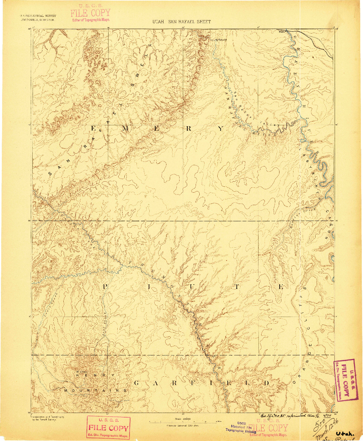 USGS 1:250000-SCALE QUADRANGLE FOR SAN RAFAEL, UT 1885