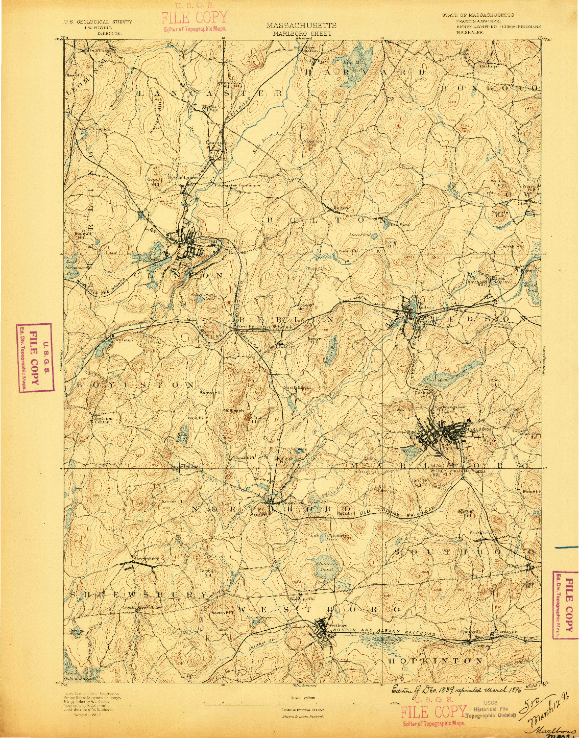 USGS 1:62500-SCALE QUADRANGLE FOR MARLBORO, MA 1896