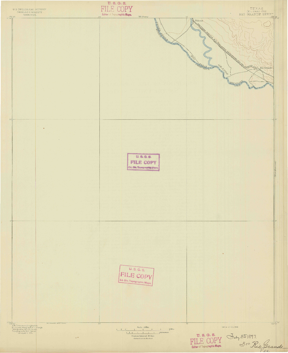 USGS 1:125000-SCALE QUADRANGLE FOR RIO GRANDE, TX 1896