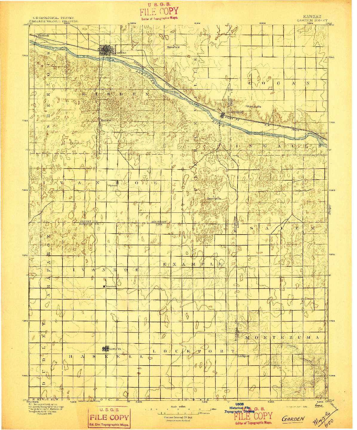 USGS 1:125000-SCALE QUADRANGLE FOR GARDEN, KS 1896