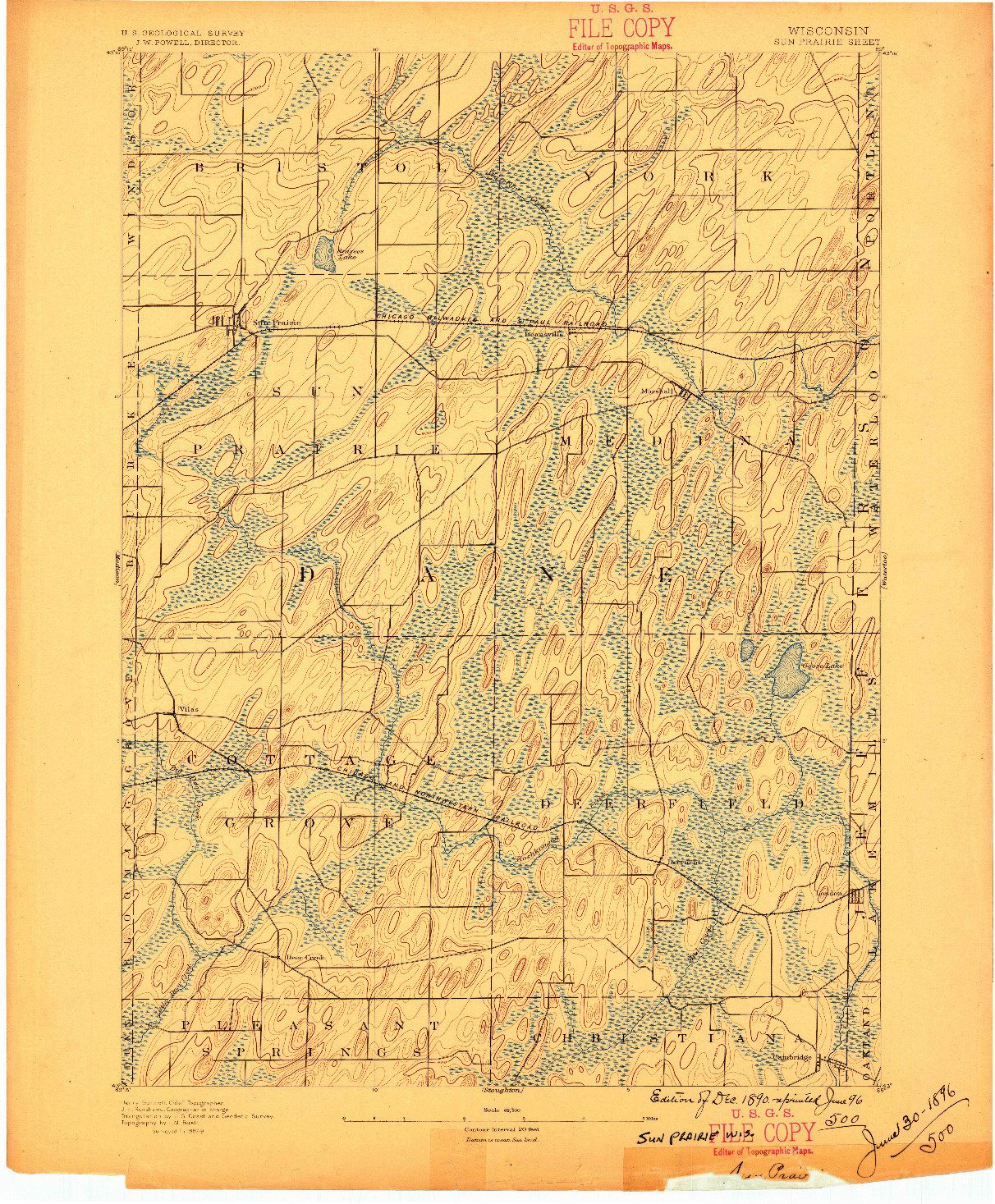 USGS 1:62500-SCALE QUADRANGLE FOR SUN PRAIRIE, WI 1890