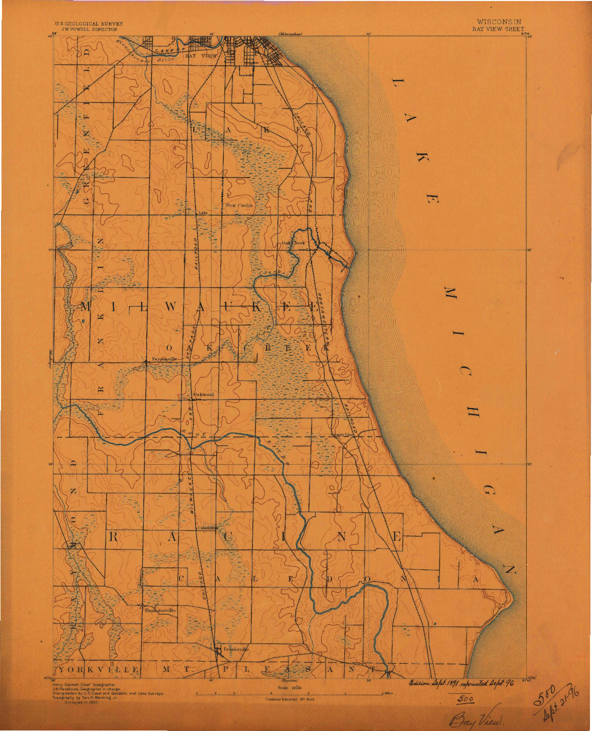 USGS 1:62500-SCALE QUADRANGLE FOR BAYVIEW, WI 1891