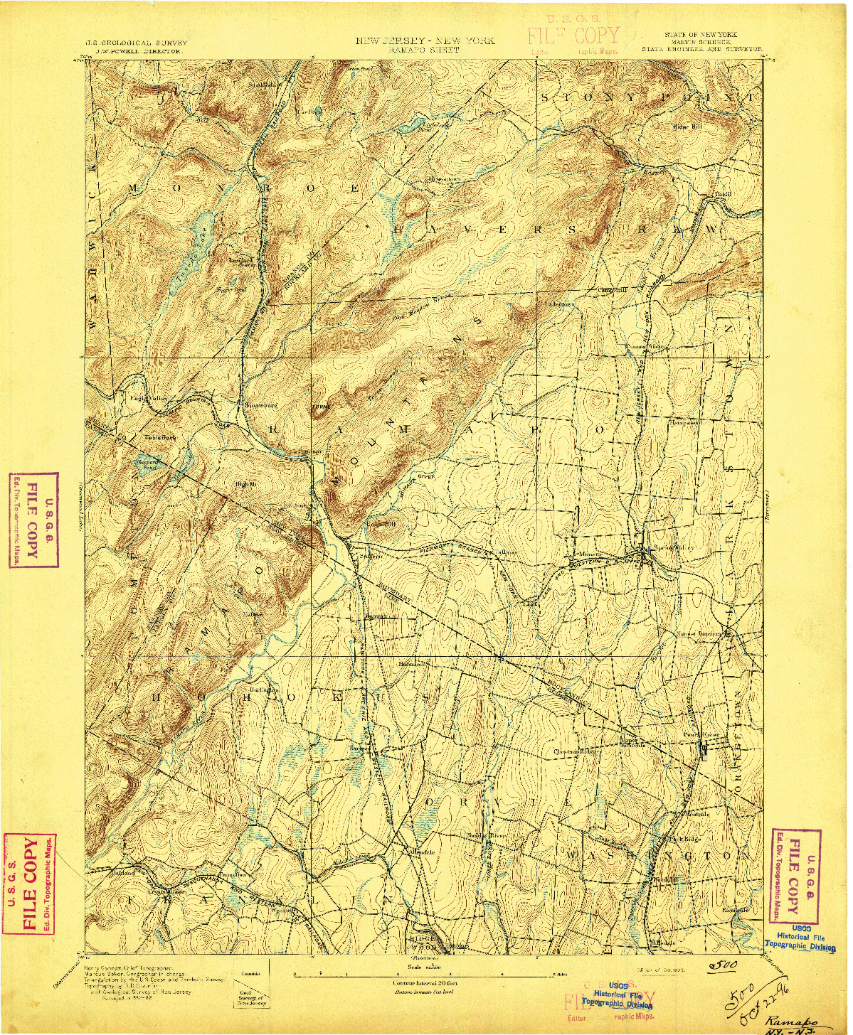 USGS 1:62500-SCALE QUADRANGLE FOR RAMAPO, NJ 1893