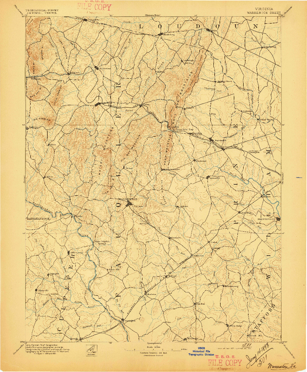 USGS 1:62500-SCALE QUADRANGLE FOR WARRENTON, VA 1894