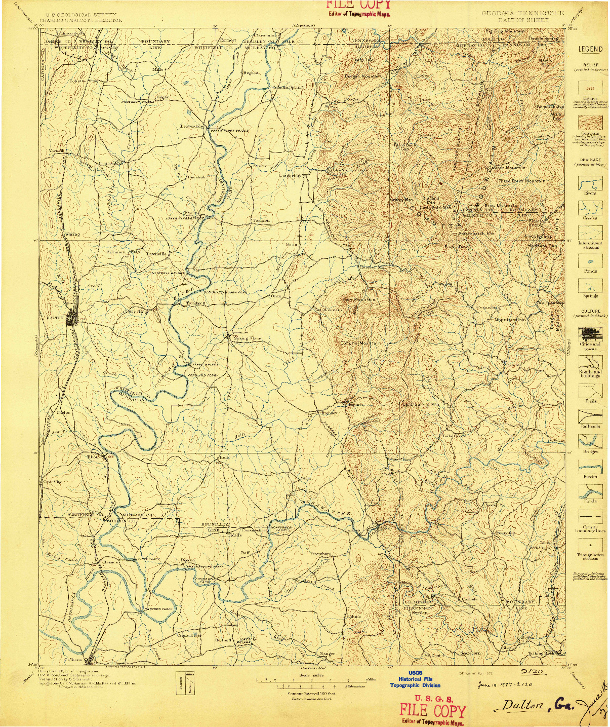 USGS 1:125000-SCALE QUADRANGLE FOR DALTON, GA 1897