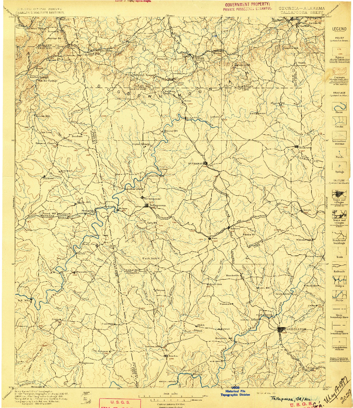 USGS 1:125000-SCALE QUADRANGLE FOR TALLAPOOSA, GA 1897