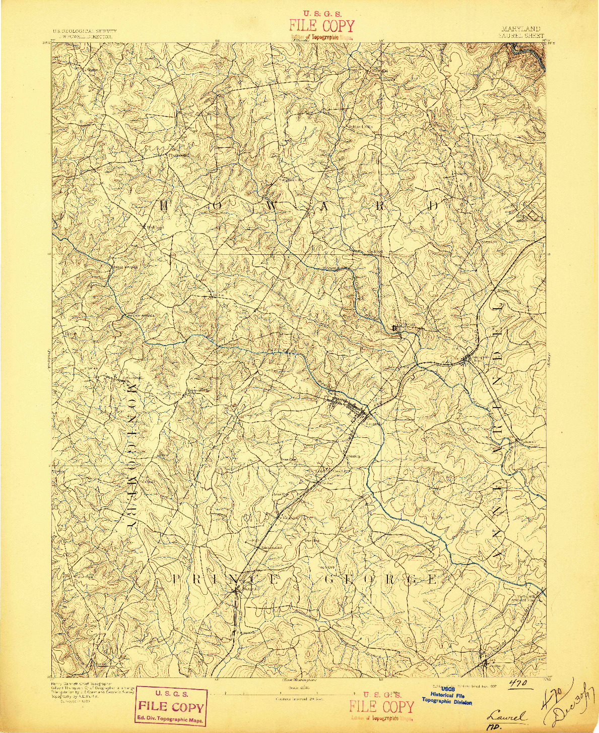 USGS 1:62500-SCALE QUADRANGLE FOR LAUREL, MD 1897