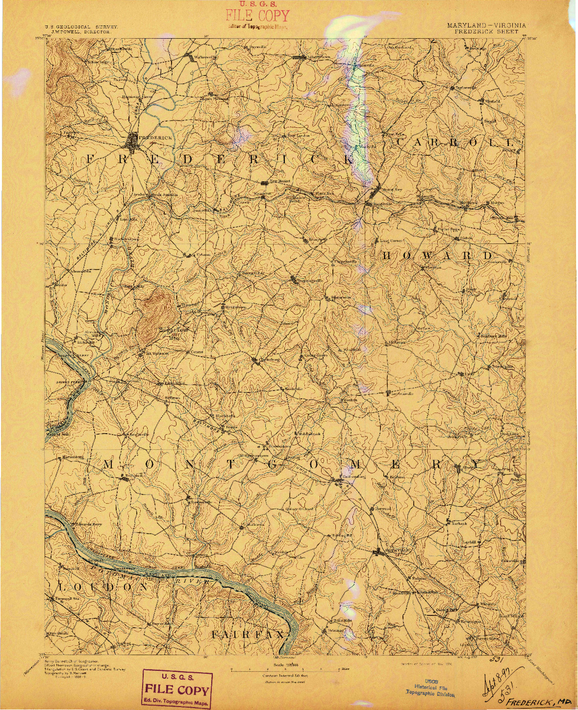 USGS 1:125000-SCALE QUADRANGLE FOR FREDERICK, MD 1894