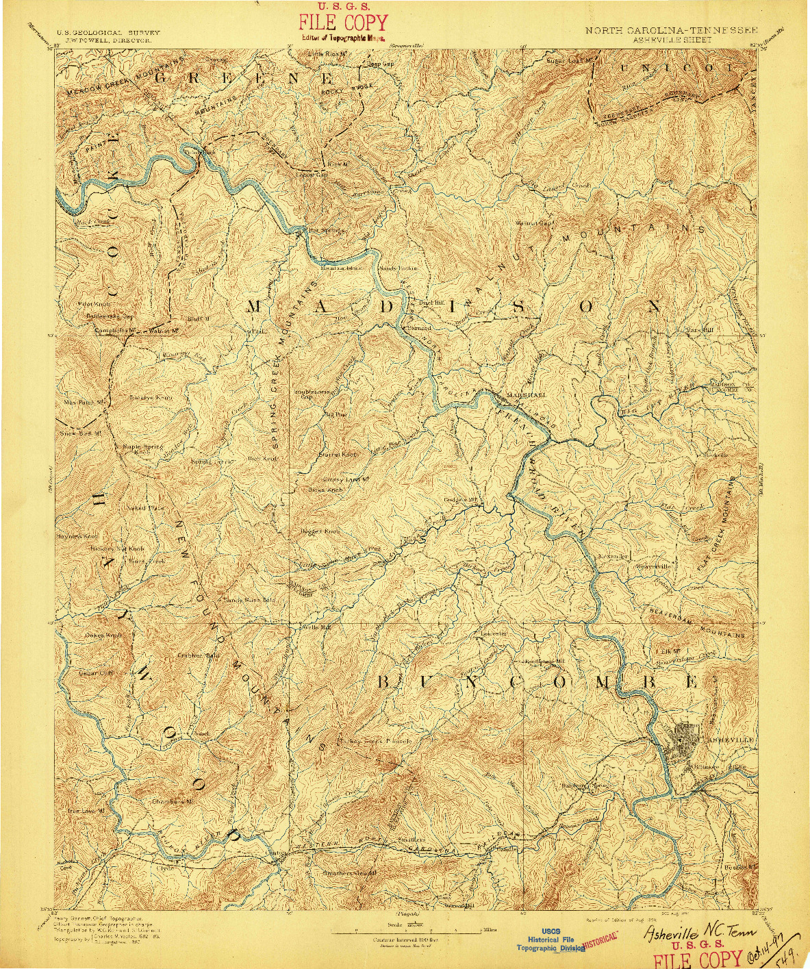 USGS 1:125000-SCALE QUADRANGLE FOR ASHEVILLE, NC 1894