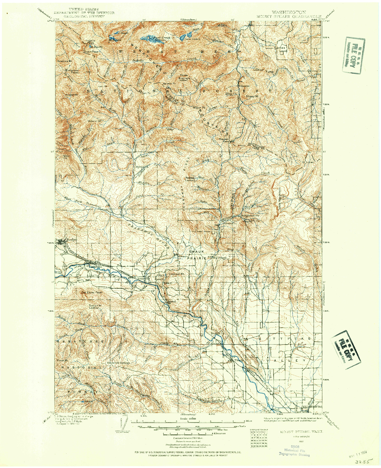 USGS 1:125000-SCALE QUADRANGLE FOR MOUNT STUART, WA 1897