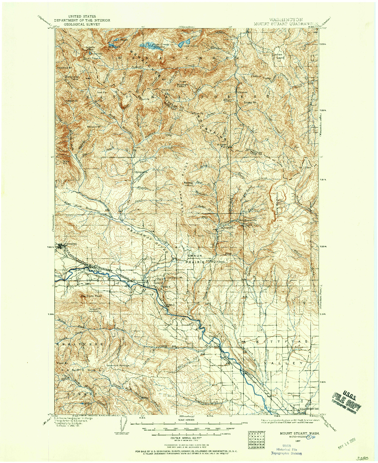 USGS 1:125000-SCALE QUADRANGLE FOR MOUNT STUART, WA 1897