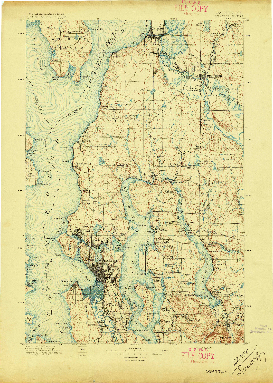 USGS 1:125000-SCALE QUADRANGLE FOR SEATTLE, WA 1897