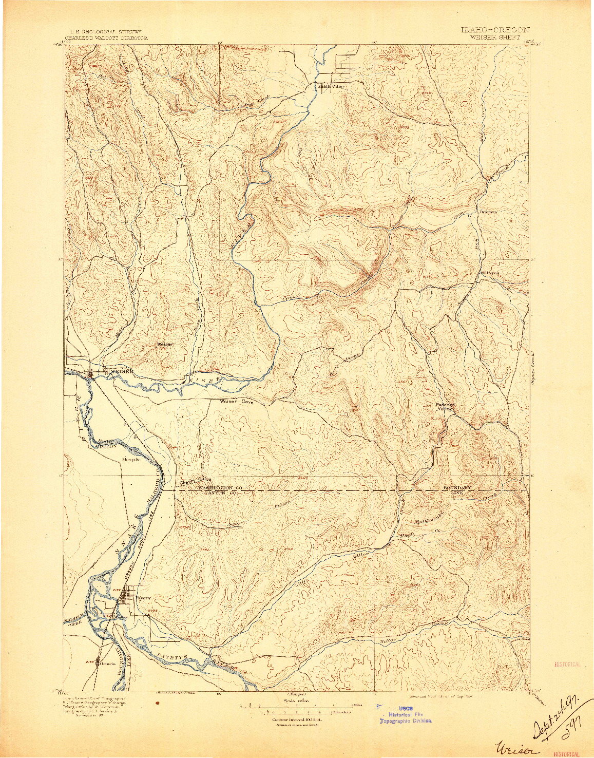 USGS 1:125000-SCALE QUADRANGLE FOR WEISER, ID 1897