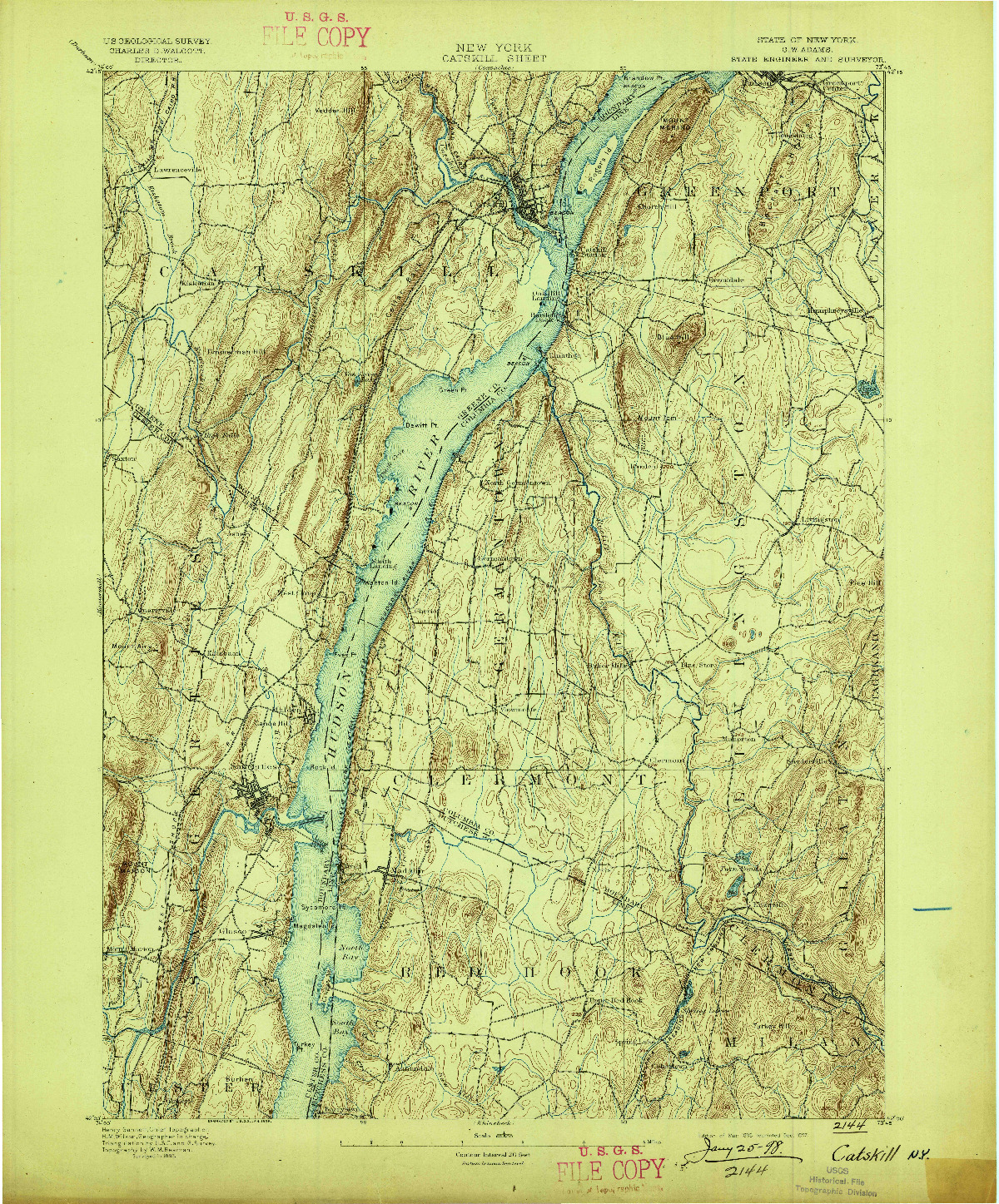 USGS 1:62500-SCALE QUADRANGLE FOR CATSKILL, NY 1895