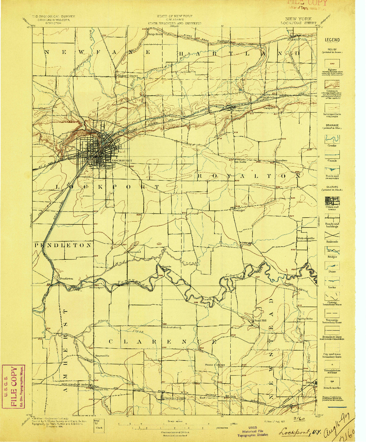 USGS 1:62500-SCALE QUADRANGLE FOR LOCKPORT, NY 1897