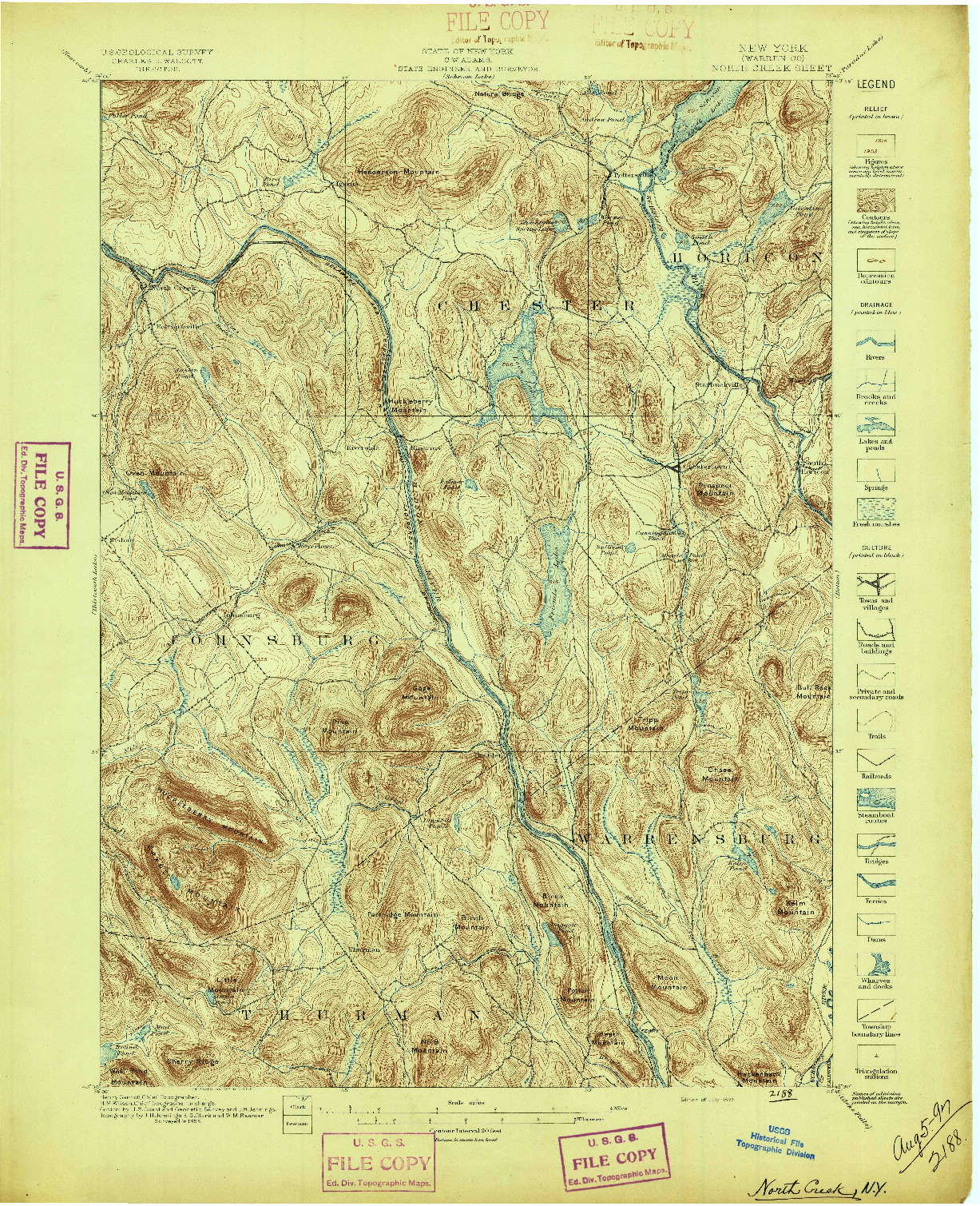 USGS 1:62500-SCALE QUADRANGLE FOR NORTH CREEK, NY 1897