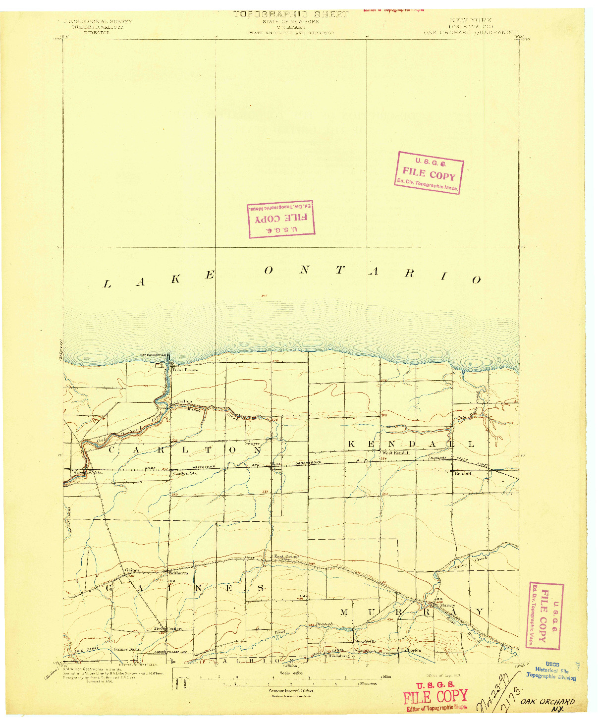 USGS 1:62500-SCALE QUADRANGLE FOR OAK ORCHARD, NY 1897