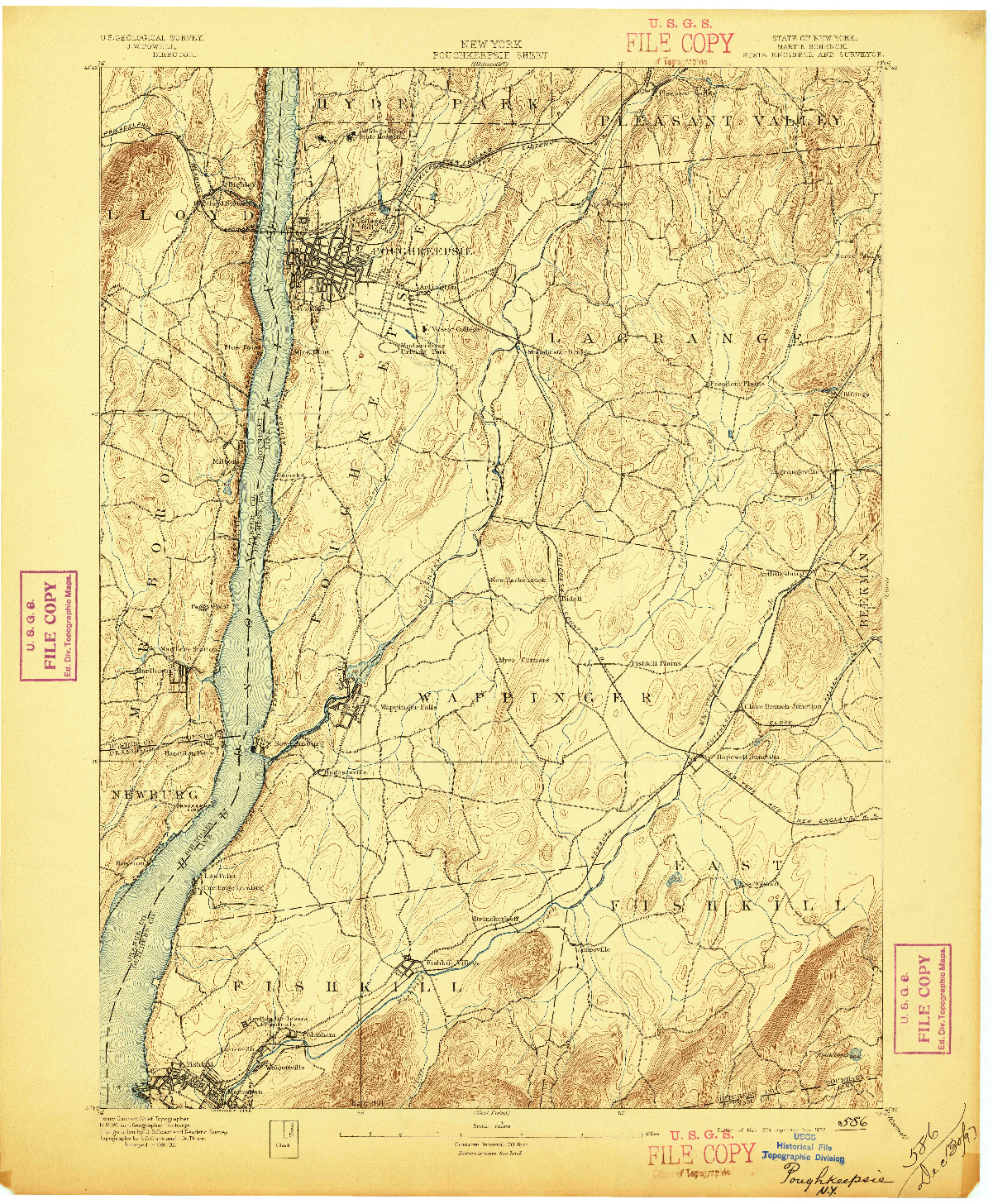 USGS 1:62500-SCALE QUADRANGLE FOR POUGHKEEPSIE, NY 1894