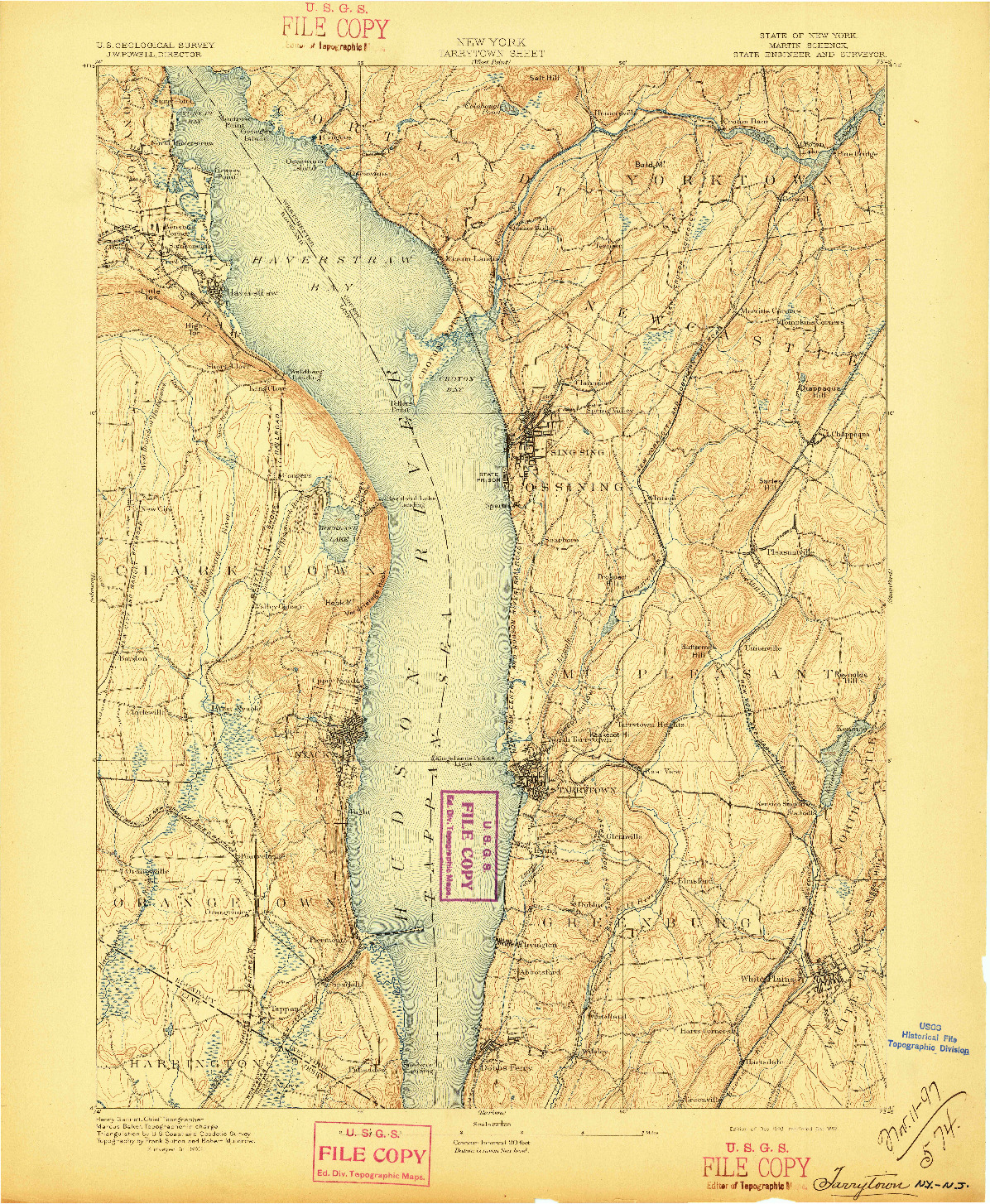 USGS 1:62500-SCALE QUADRANGLE FOR TARRYTOWN, NY 1893