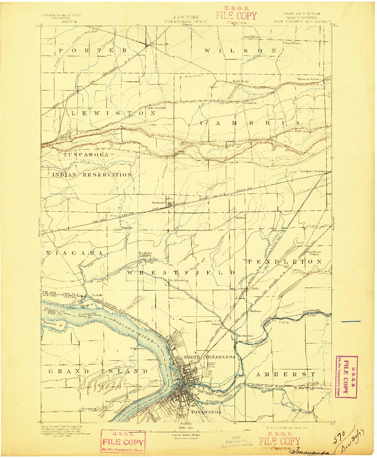 USGS 1:62500-SCALE QUADRANGLE FOR TONAWANDA, NY 1897