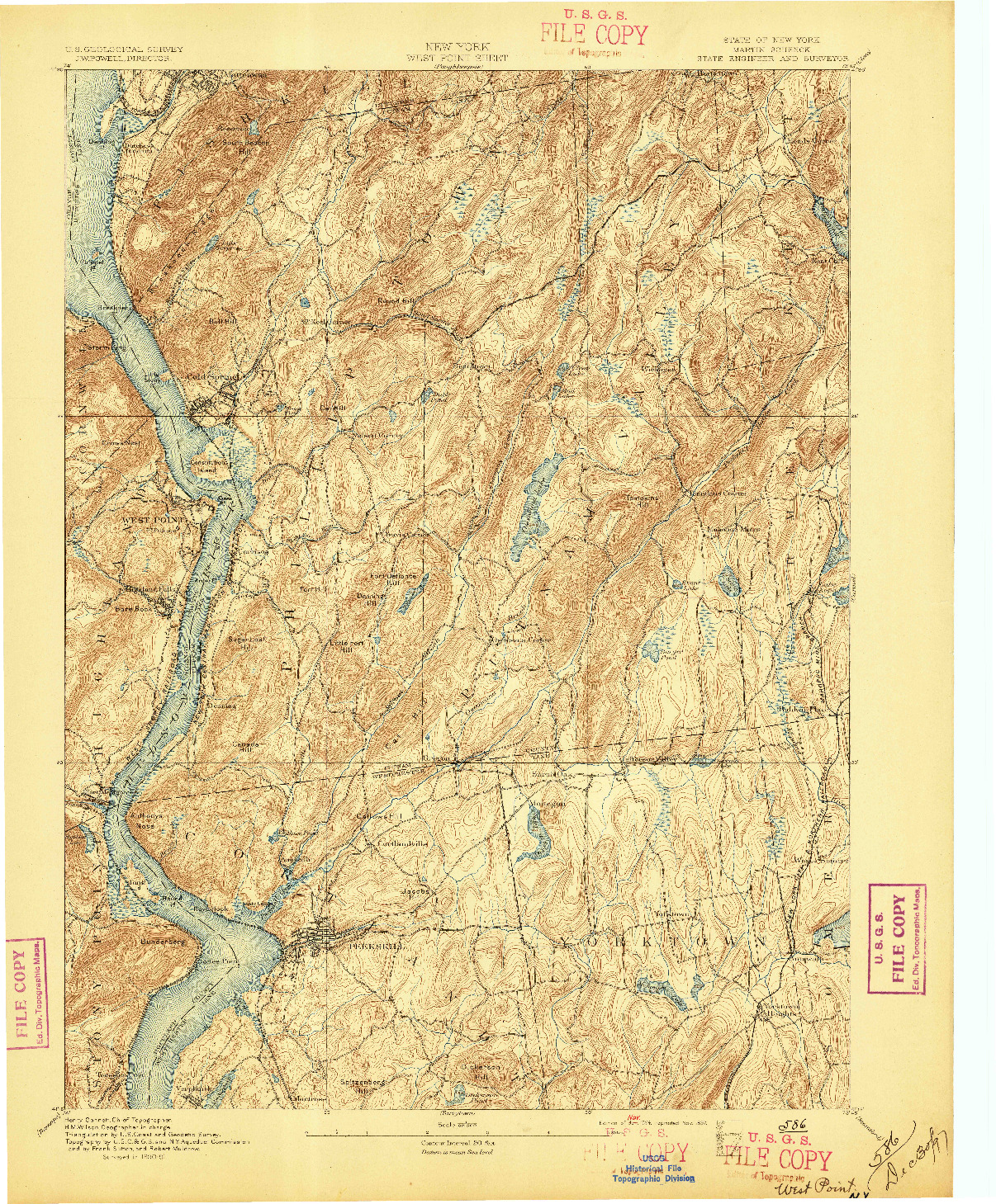 USGS 1:62500-SCALE QUADRANGLE FOR WEST POINT, NY 1894