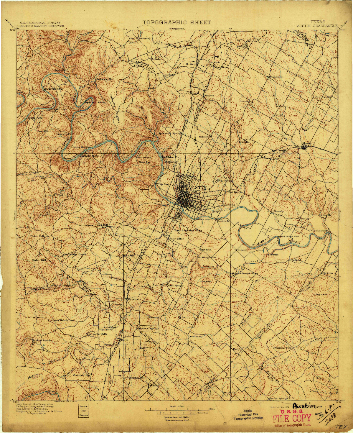 USGS 1:125000-SCALE QUADRANGLE FOR AUSTIN, TX 1897