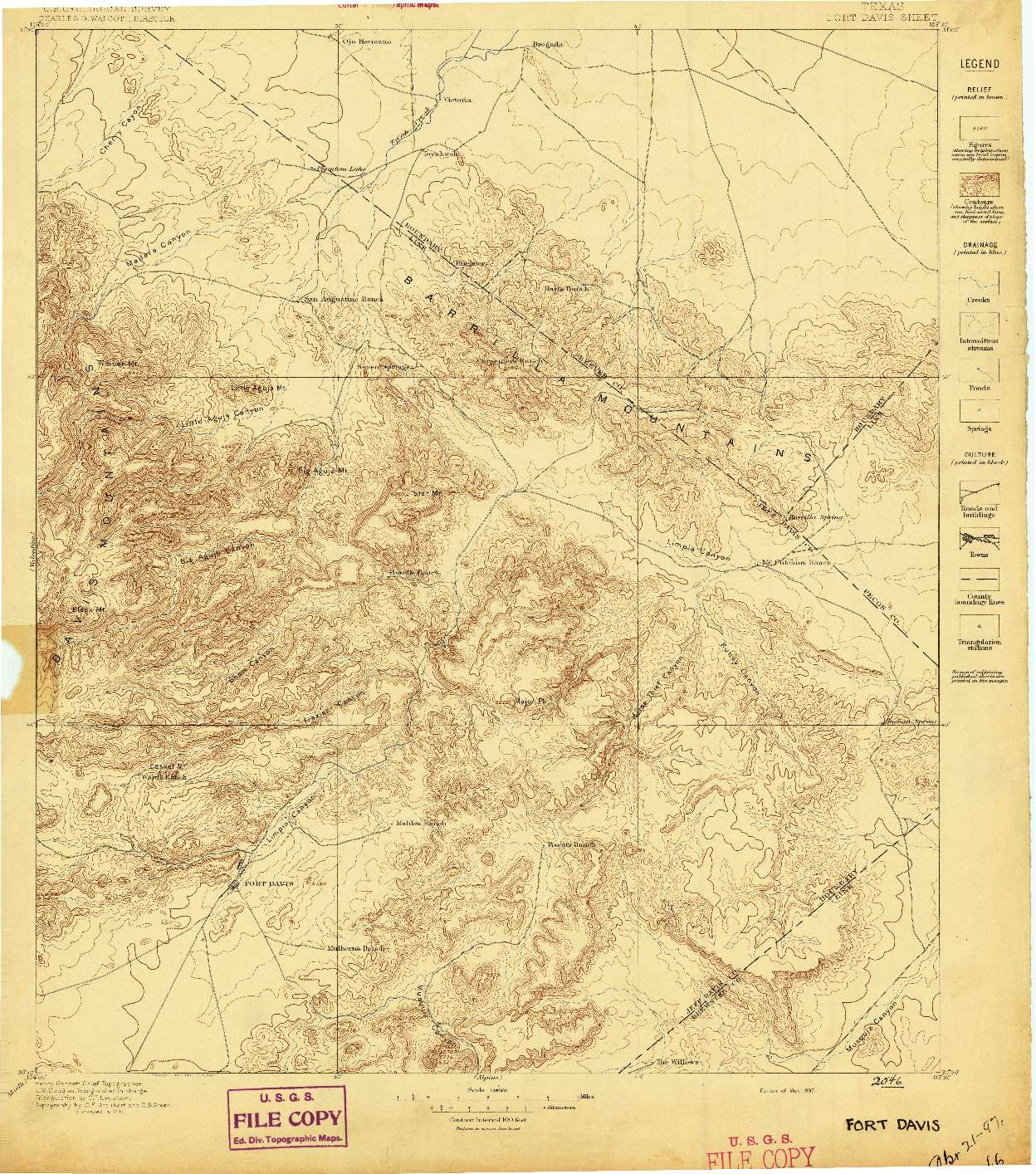 USGS 1:125000-SCALE QUADRANGLE FOR FORT DAVIS, TX 1897