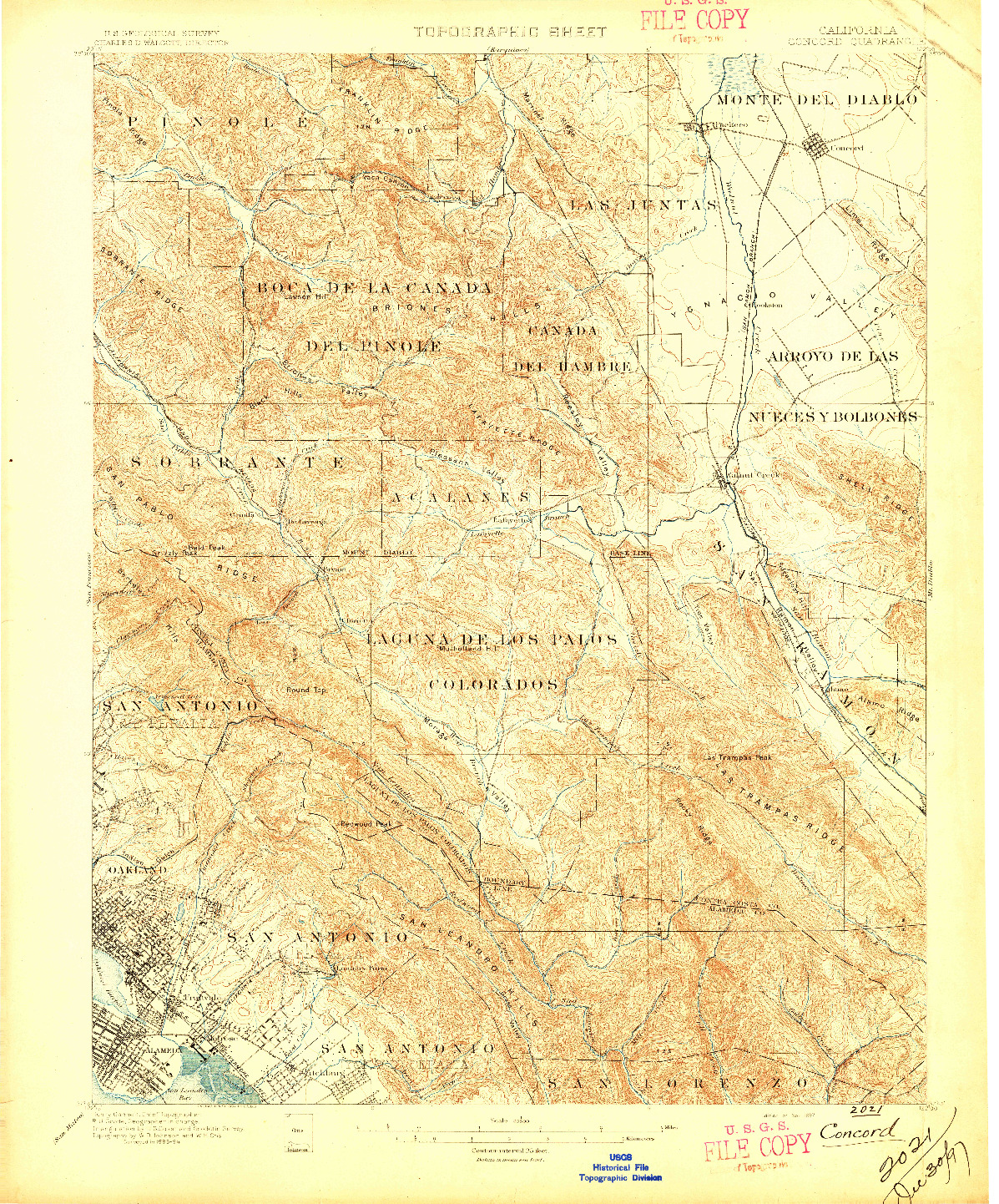 USGS 1:62500-SCALE QUADRANGLE FOR CONCORD, CA 1897