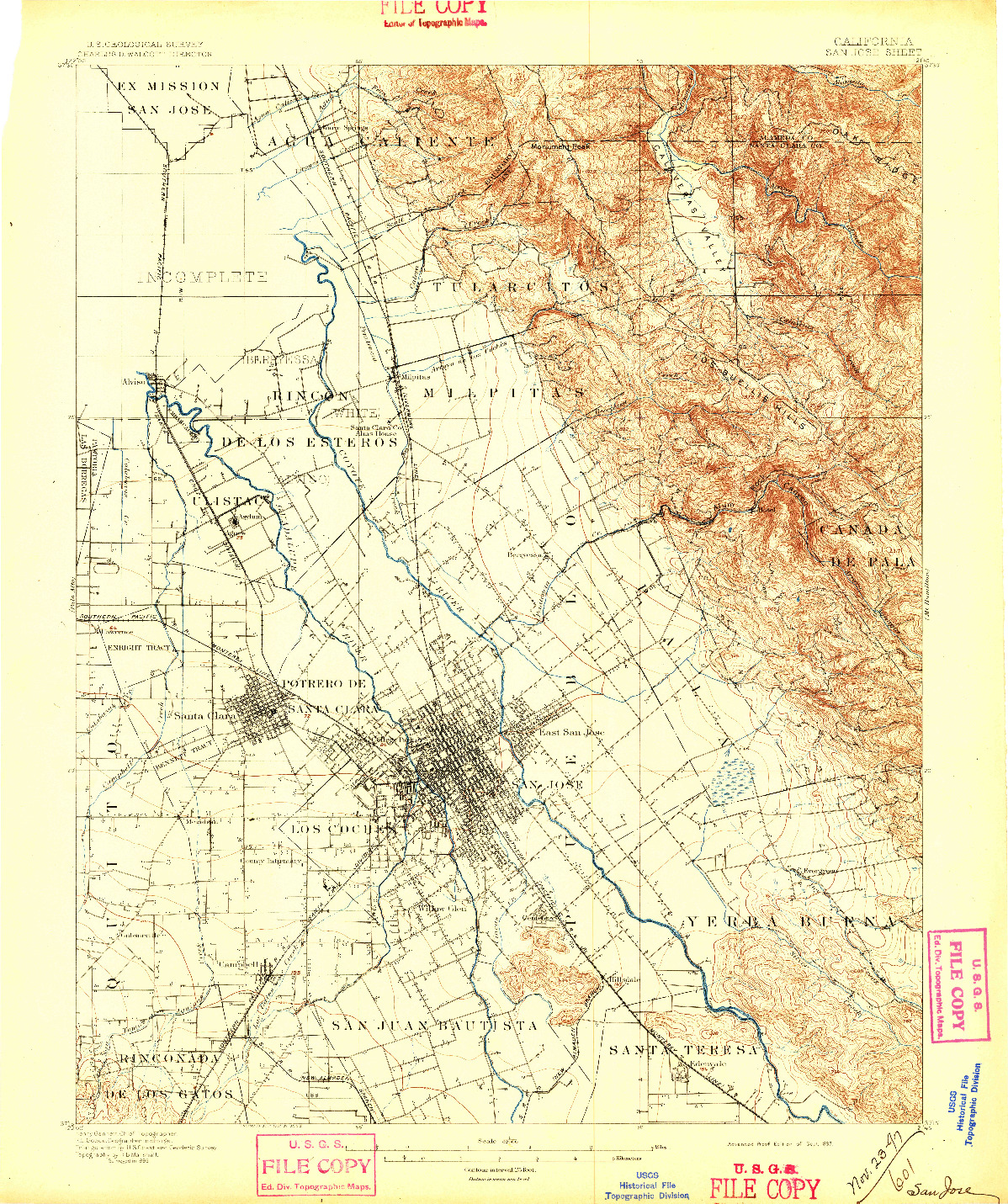 USGS 1:62500-SCALE QUADRANGLE FOR SAN JOSE, CA 1897