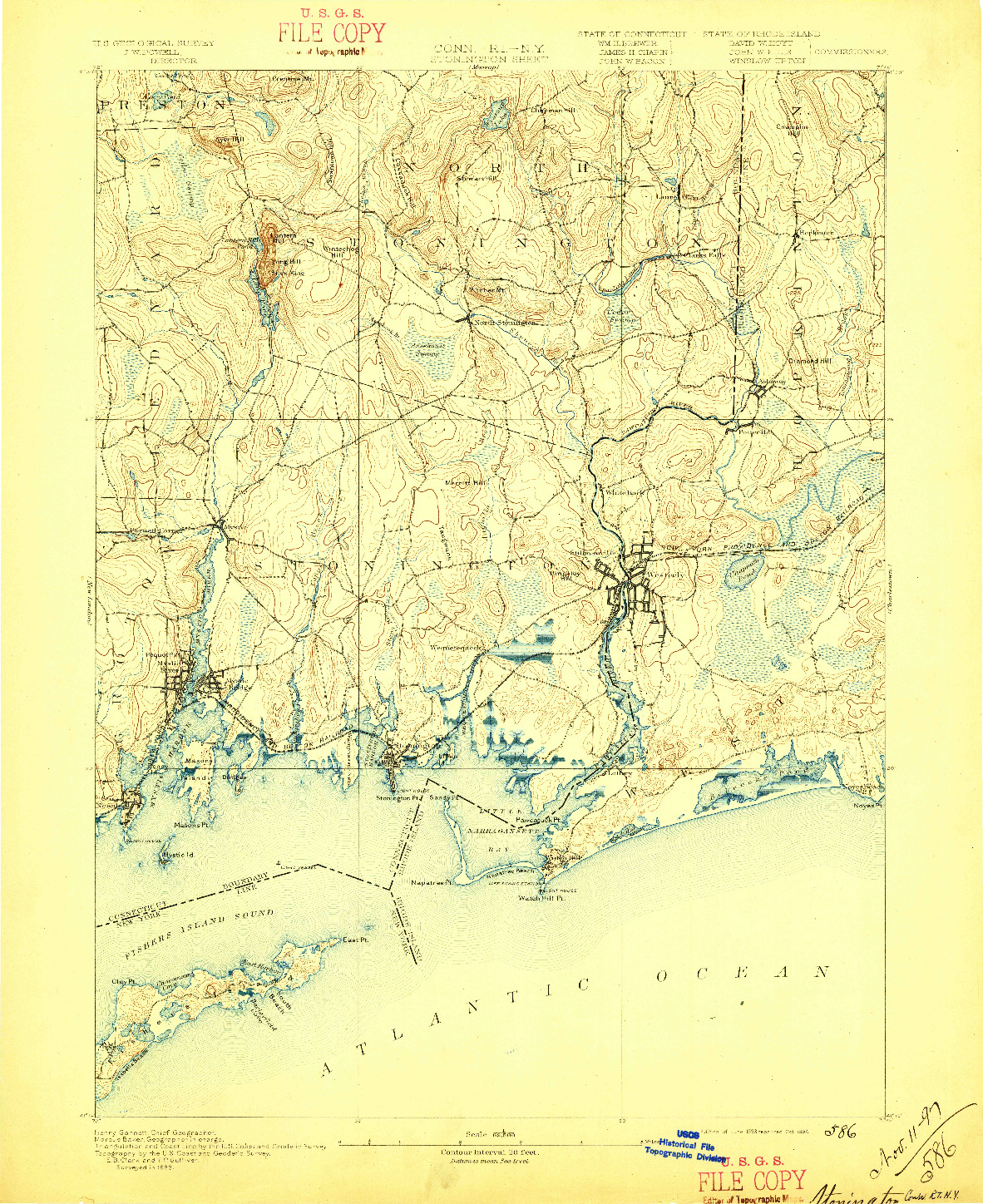 USGS 1:62500-SCALE QUADRANGLE FOR STONINGTON, CT 1893