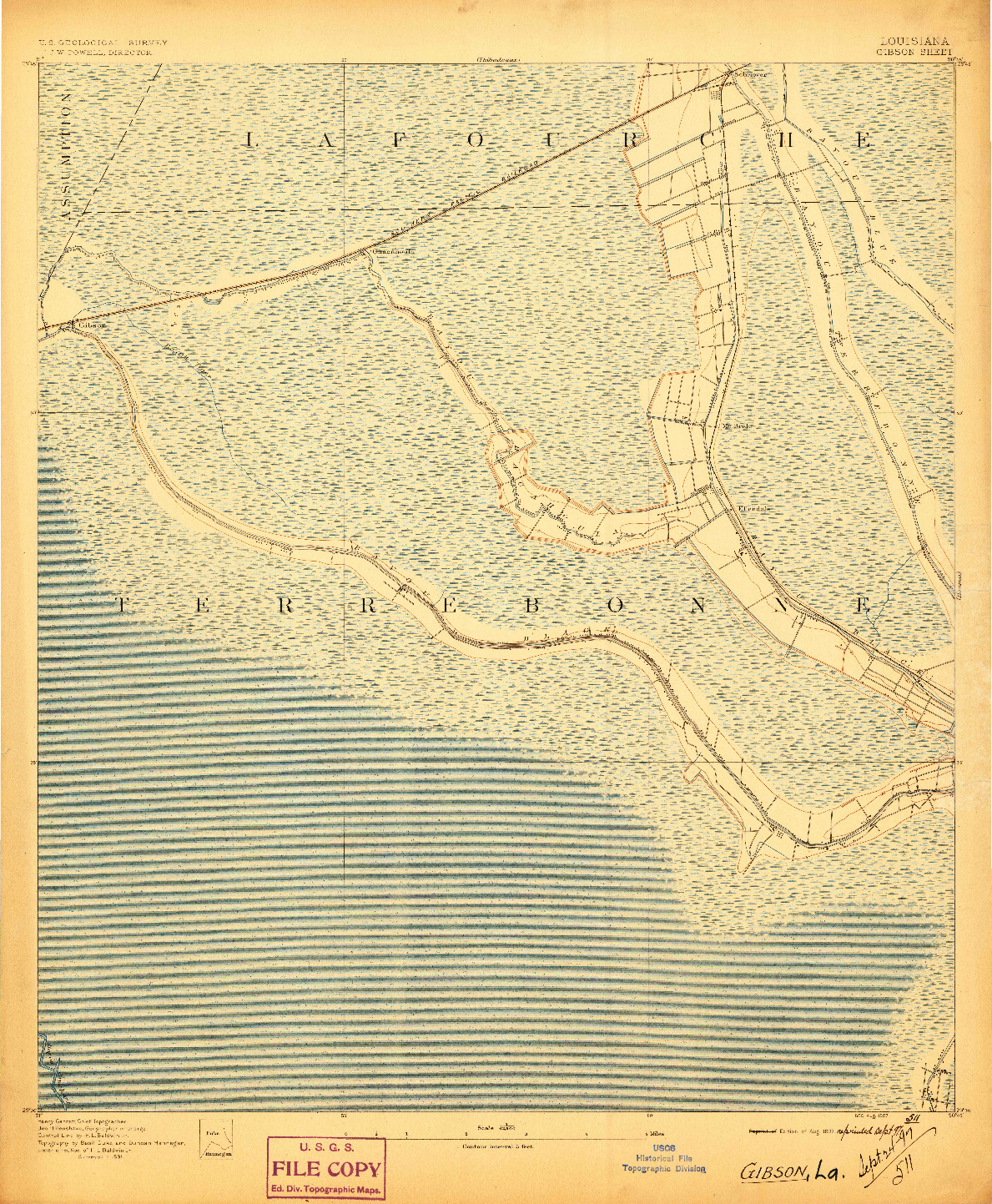 USGS 1:62500-SCALE QUADRANGLE FOR GIBSON, LA 1897