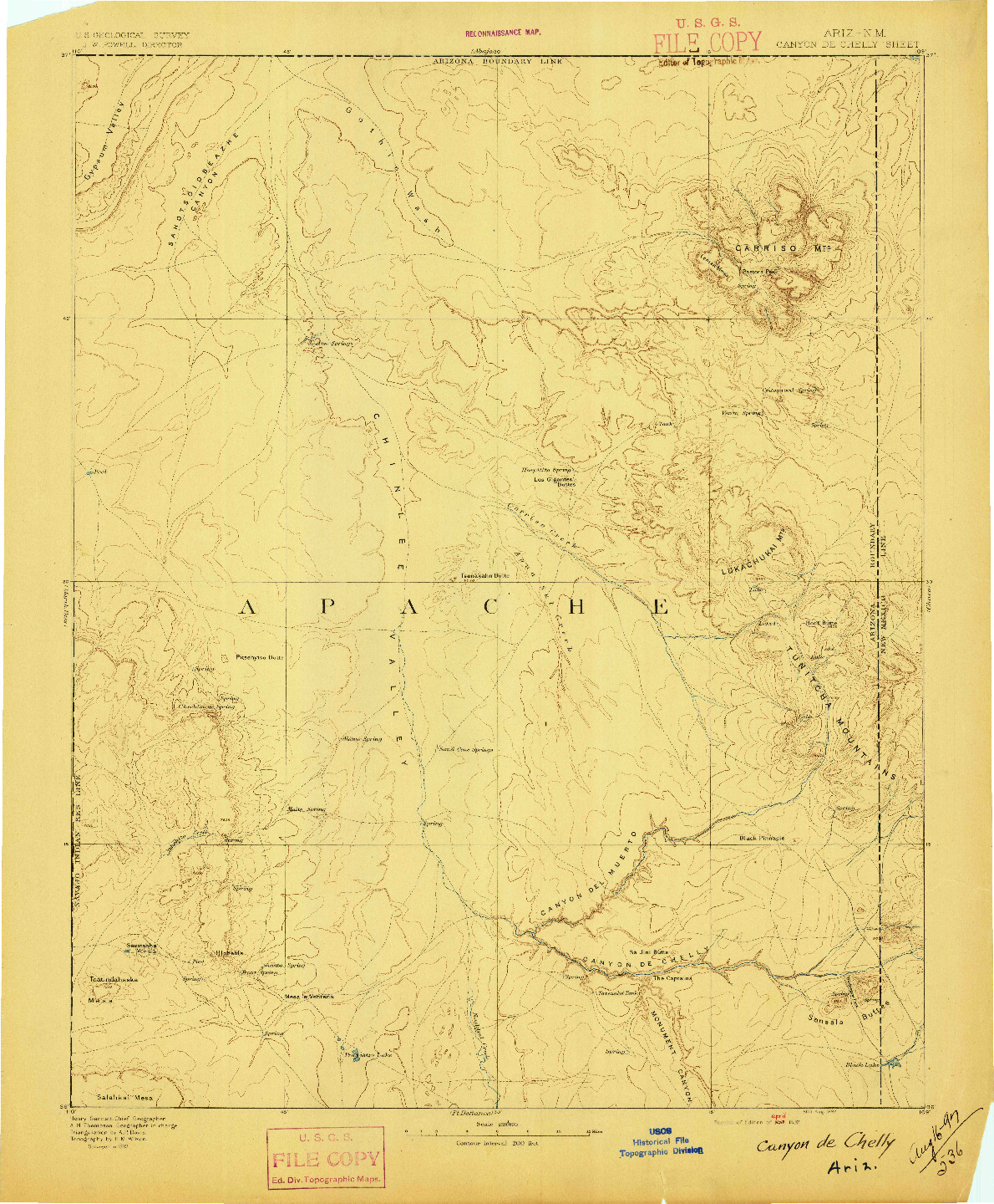 USGS 1:250000-SCALE QUADRANGLE FOR CANYON DE CHELLY, AZ 1892