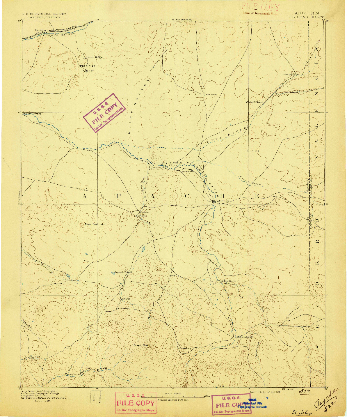 USGS 1:250000-SCALE QUADRANGLE FOR ST JOHNS, AZ 1892