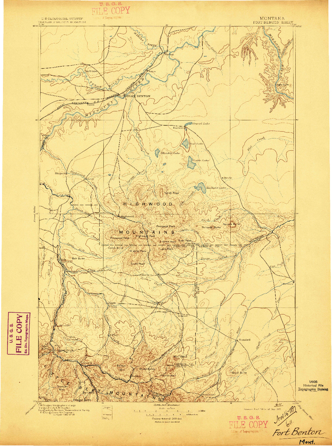 USGS 1:250000-SCALE QUADRANGLE FOR FORT BENTON, MT 1897