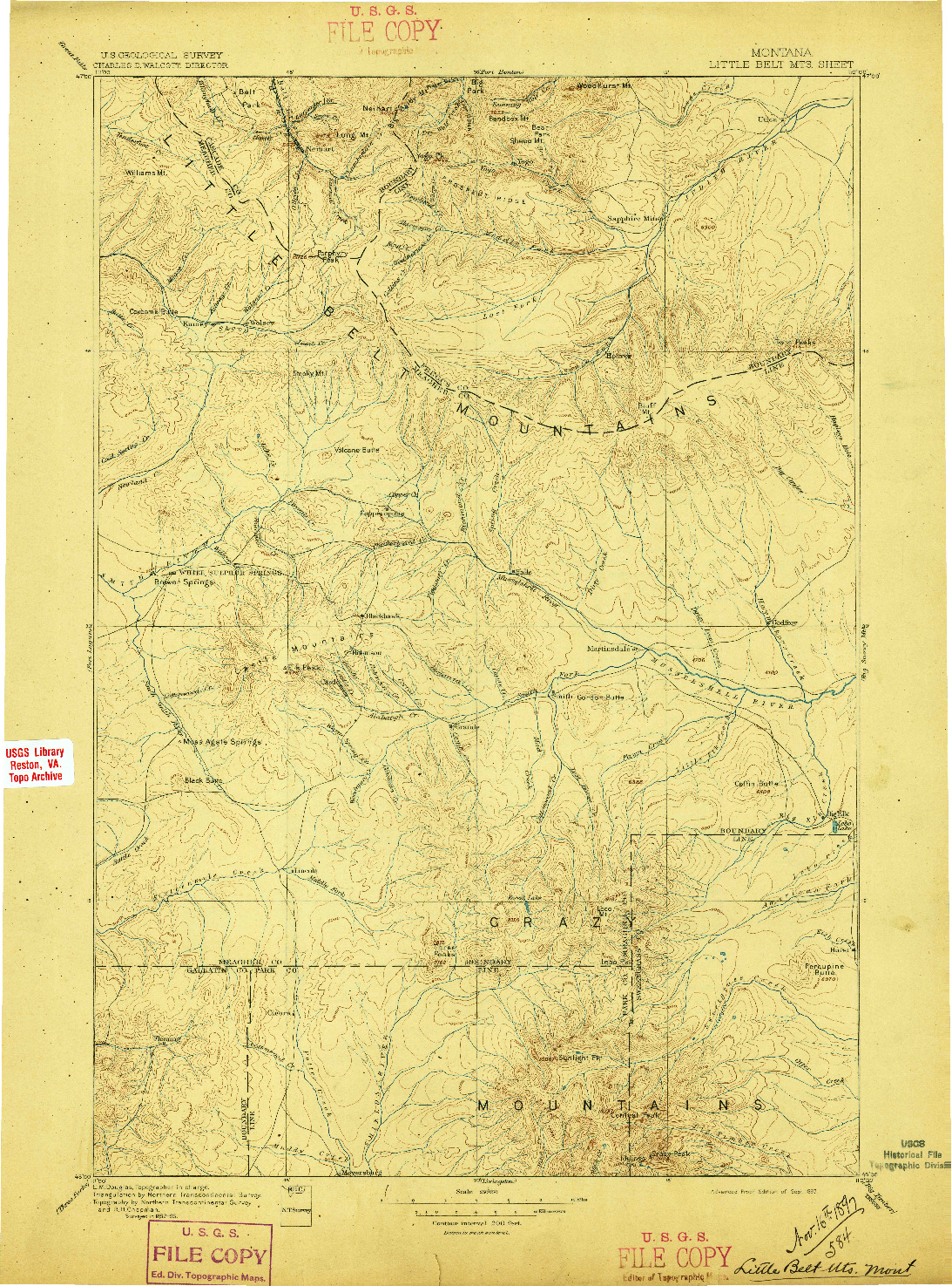 USGS 1:250000-SCALE QUADRANGLE FOR LITTLE BELT MTS., MT 1897
