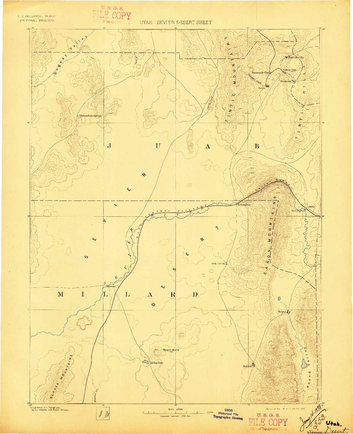 USGS 1:250000-SCALE QUADRANGLE FOR SEVIER DESERT, UT 1885