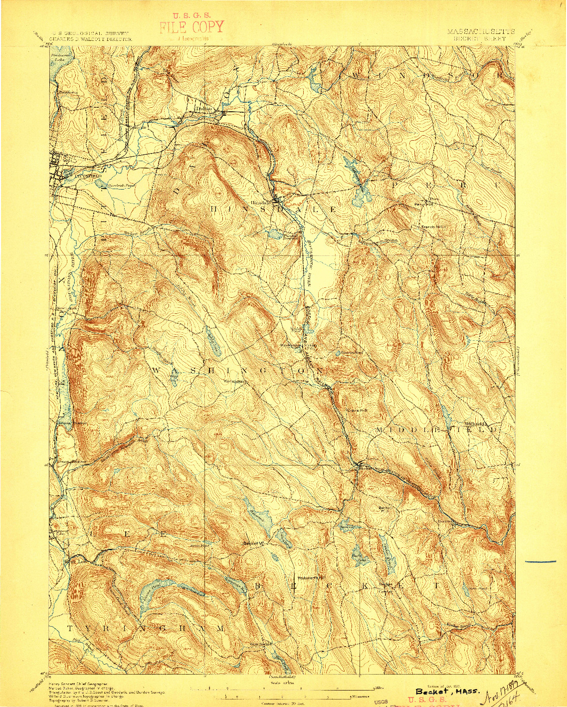 USGS 1:62500-SCALE QUADRANGLE FOR BECKET, MA 1897