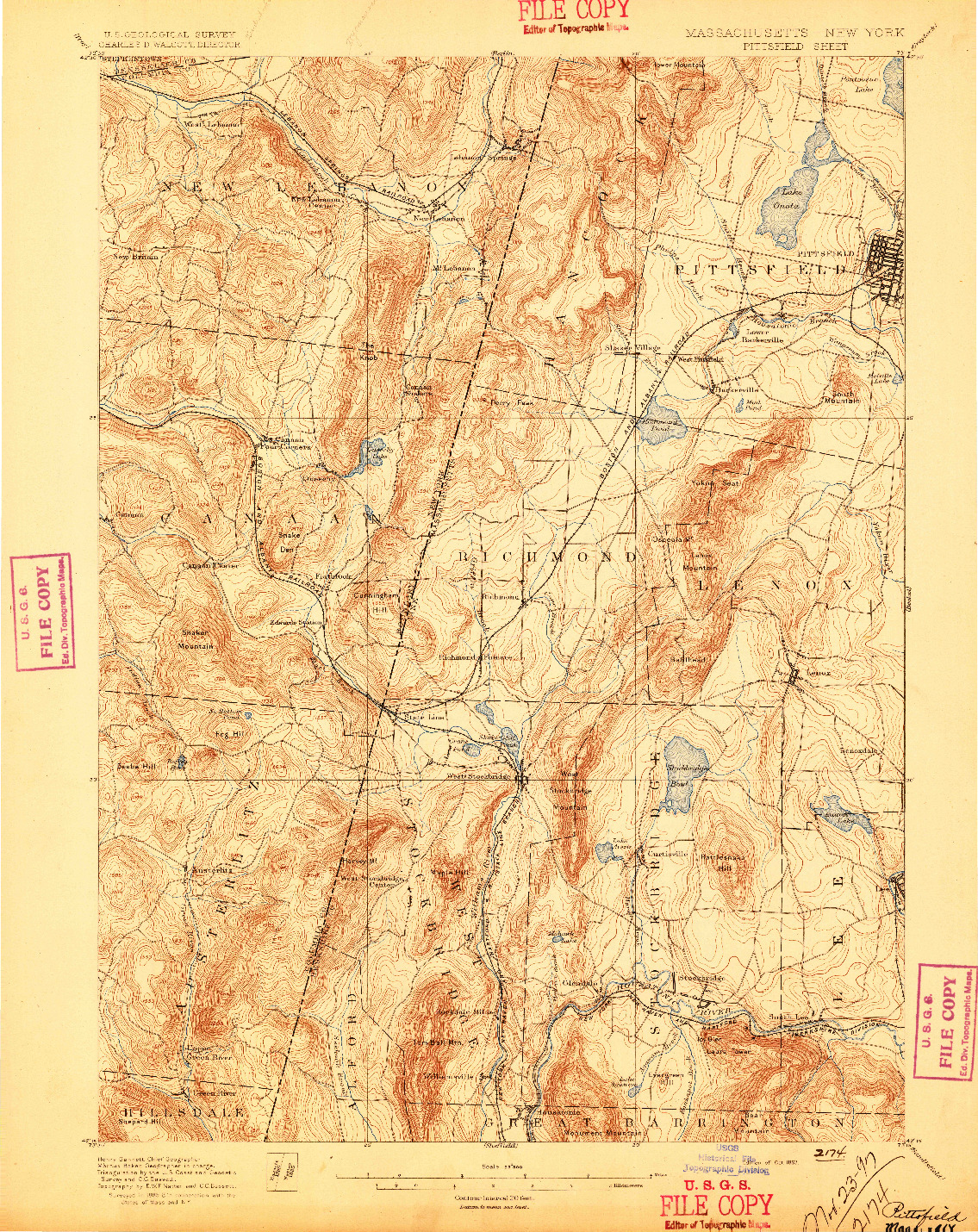 USGS 1:62500-SCALE QUADRANGLE FOR PITTSFIELD, MA 1897