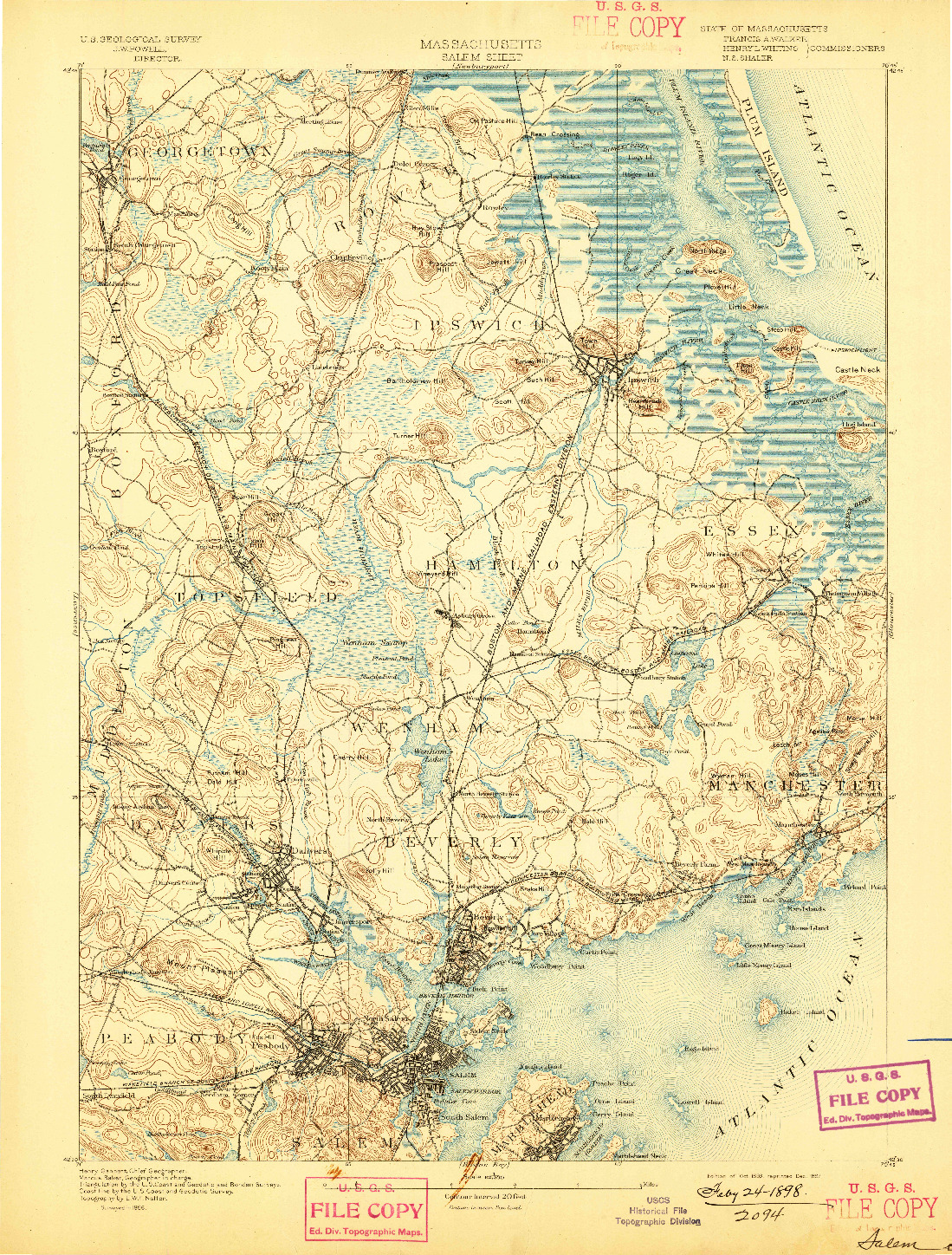 USGS 1:62500-SCALE QUADRANGLE FOR SALEM, MA 1893