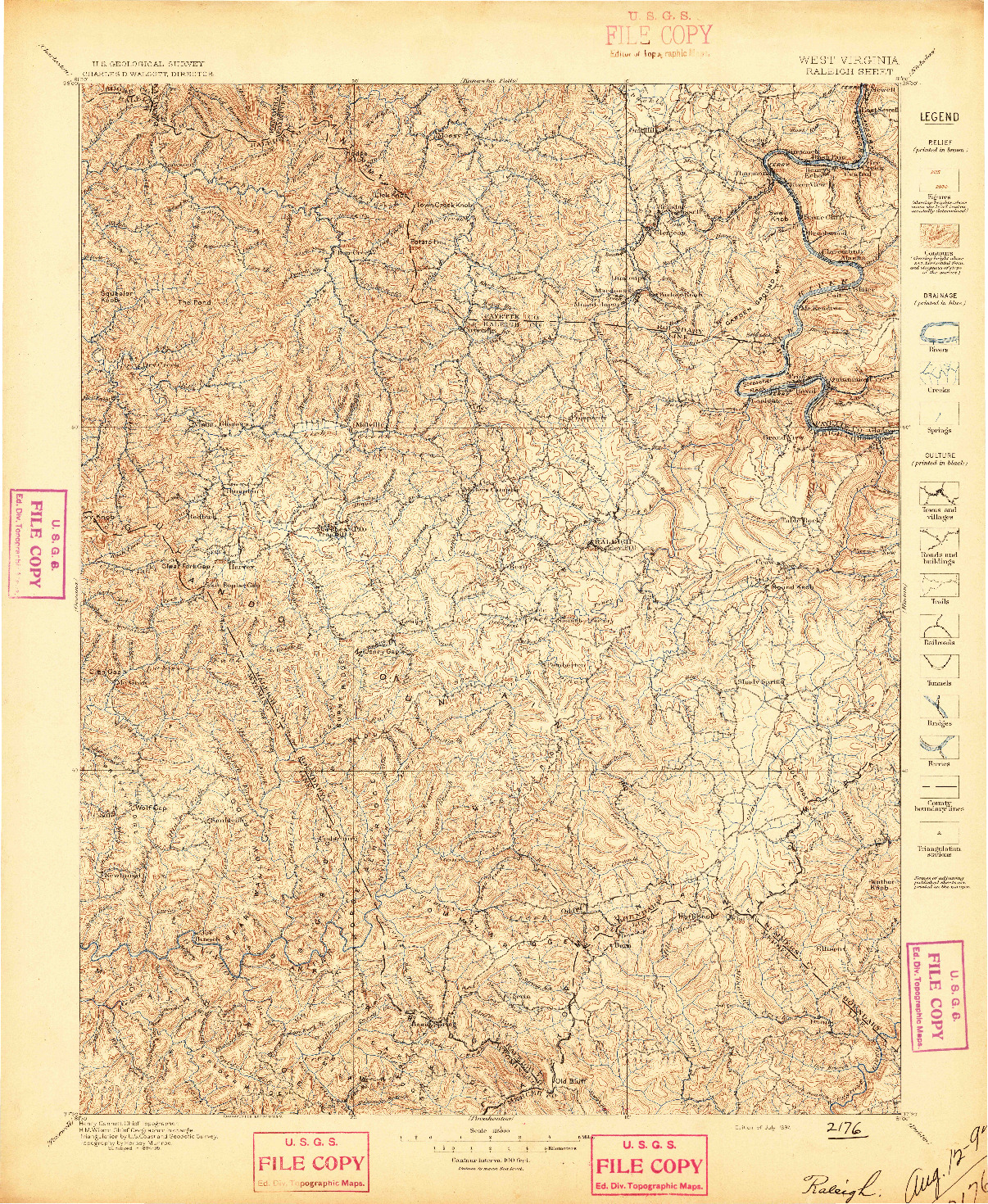 USGS 1:125000-SCALE QUADRANGLE FOR RALEIGH, WV 1897
