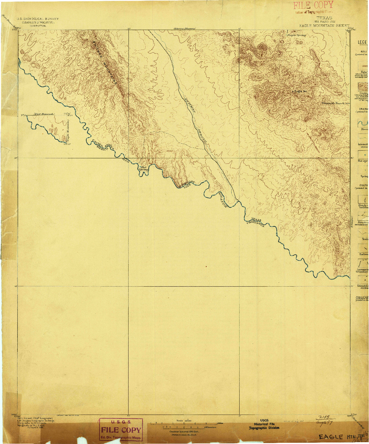 USGS 1:125000-SCALE QUADRANGLE FOR EAGLE MOUNTAIN, TX 1897