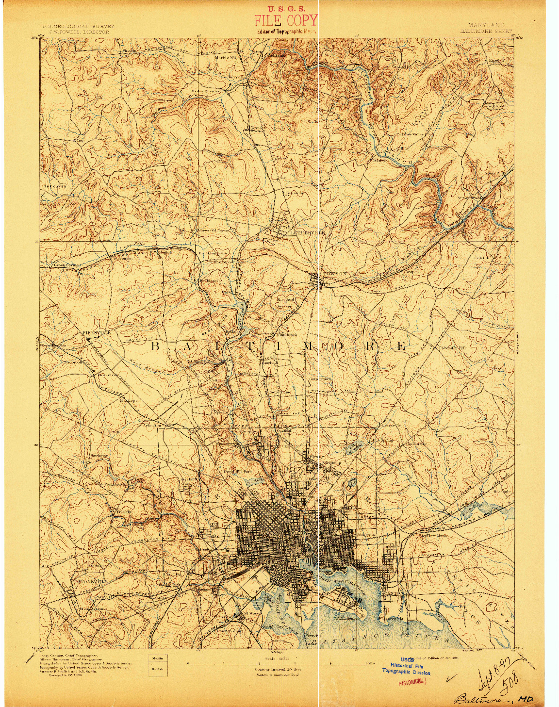 USGS 1:62500-SCALE QUADRANGLE FOR BALTIMORE, MD 1894