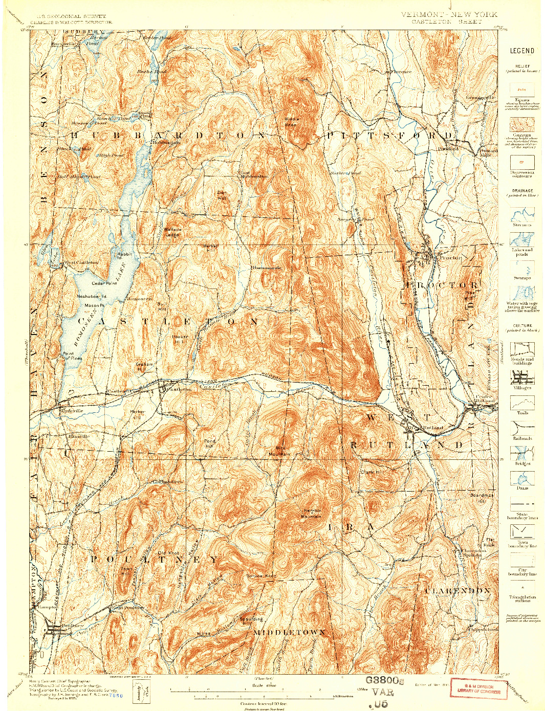 USGS 1:62500-SCALE QUADRANGLE FOR CASTLETON, NY 1897