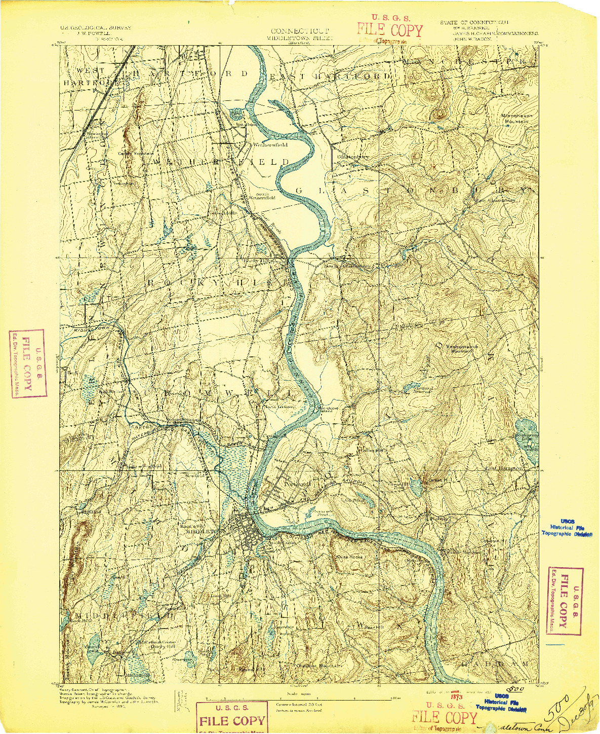 USGS 1:62500-SCALE QUADRANGLE FOR MIDDLETOWN, CT 1893