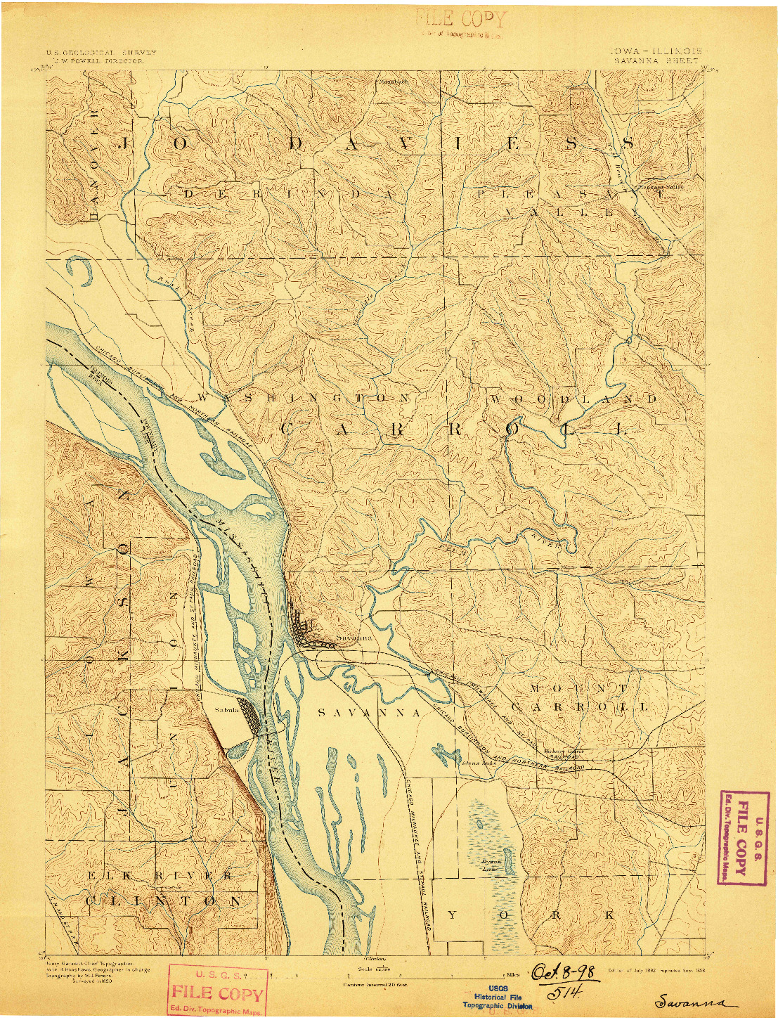 USGS 1:62500-SCALE QUADRANGLE FOR SAVANNA, IA 1892